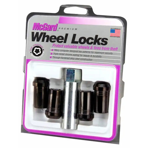 McGard Wheel Lock Nut Set - 4pk. (Tuner / Cone Seat) M14X1.5 22mm Hex 1.648in. Length Black
