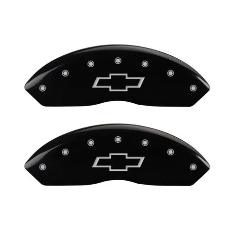 MGP Front set 2 Caliper Covers Engraved Front Bowtie Black finish silver ch