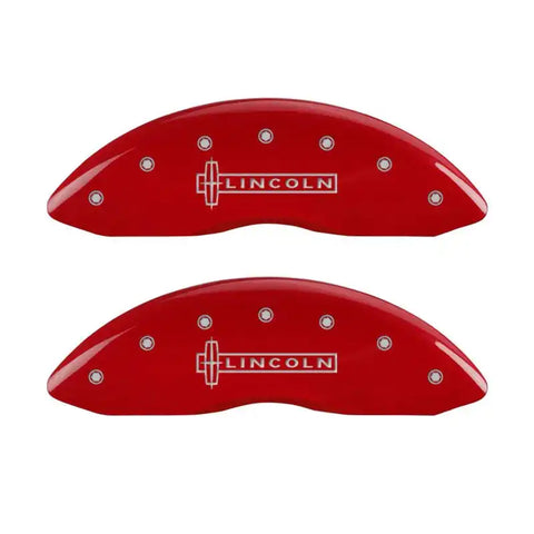 MGP 4 Caliper Covers Engraved Front Lincoln Rear Star Logo Red Finish Silver Char 2019 Lincoln MKZ