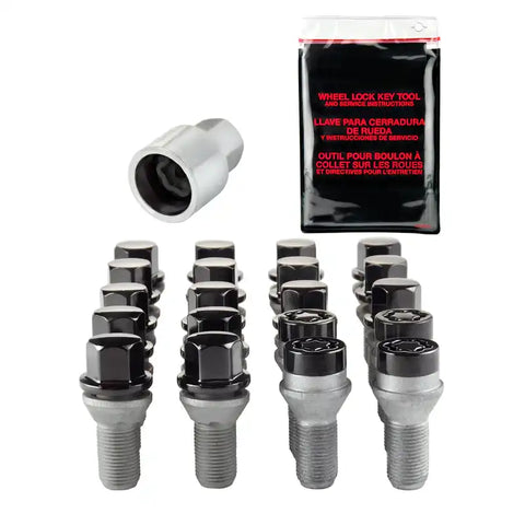 McGard 4 Lug Hex Install Kit w/Locks (Cone Seat Bolt) M12X1.25 / 17mm 22.0mm Shank L. - Black