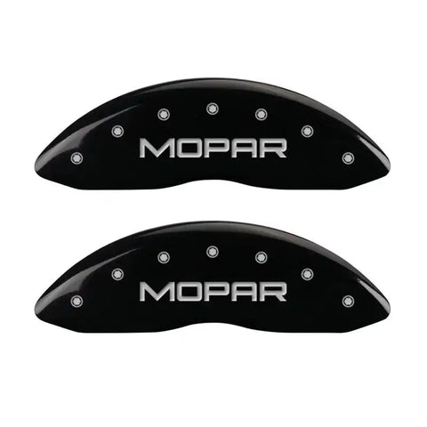 MGP Front set 2 Caliper Covers Engraved Front MOPAR Black finish silver ch