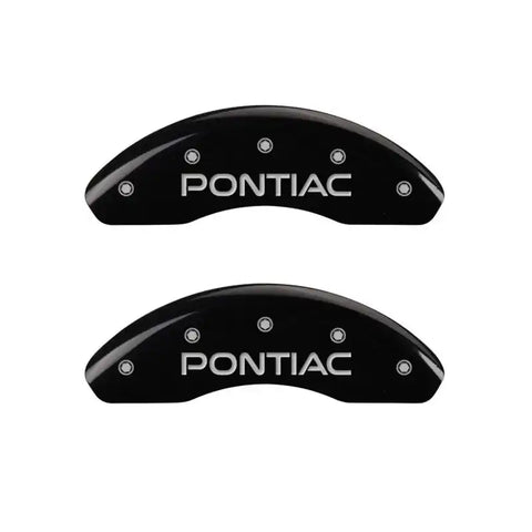 MGP 4 Caliper Covers Engraved Front & Rear Pontiac Black finish silver ch