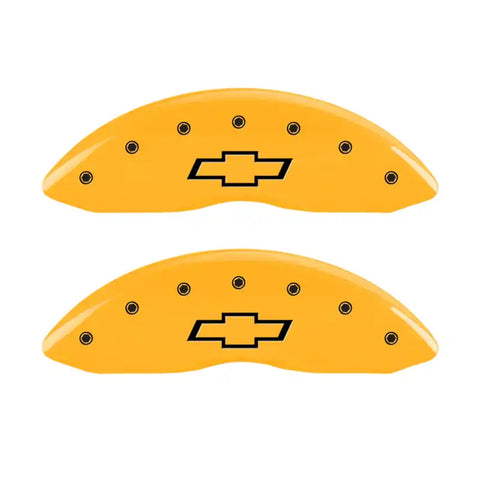MGP 4 Caliper Covers Engraved Front & Rear Bowtie Yellow finish black ch