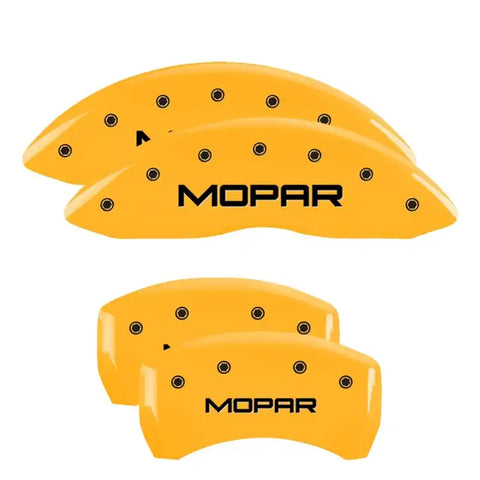 MGP 4 Caliper Covers Engraved Front & Rear MOPAR Yellow finish black ch