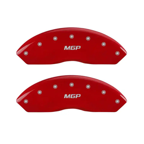 MGP Front set 2 Caliper Covers Engraved Front MGP Red finish silver ch