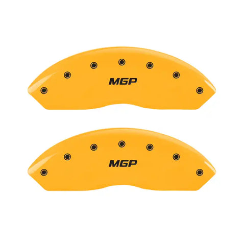 MGP 4 Caliper Covers Engraved Front & Rear MGP Yellow Finish Black Char 2017 Cadillac XT5