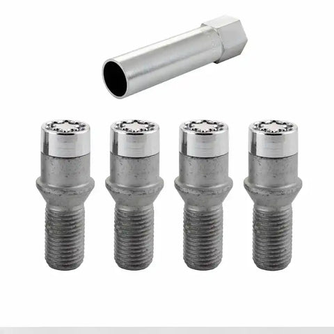 McGard Wheel Lock Bolt Set - 4pk. (Tuner / Cone Seat) M14X1.5 17mm Hex 28.6mm Shank L. Chrome