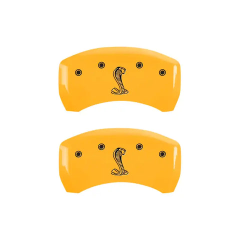 MGP 4 Caliper Covers Engraved Front Cobra Rear Snake Yellow Finish Black Char 2008 Ford Mustang