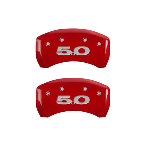 MGP 4 Caliper Covers Engraved Front Mustang Engraved Rear 50 Red finish silver ch