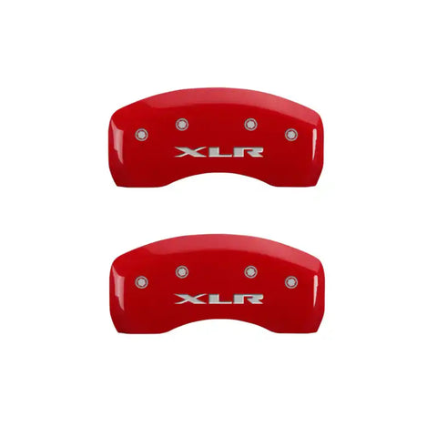 MGP 4 Caliper Covers Engraved Front Cursive/Cadillac Engraved Rear XLR Red finish silver ch