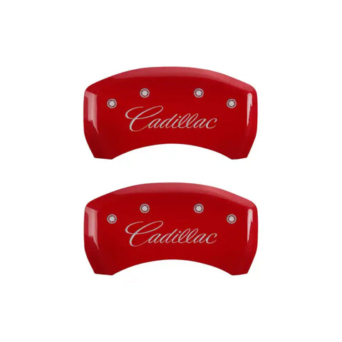 MGP 4 Caliper Covers Engraved Front & Rear Cursive/Cadillac Yellow finish black ch