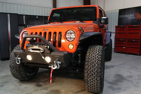 Fishbone Offroad FB22001 - Jeep JK Stubby Bumper W/Tube Guard 07-18 Wranger Black Texured Powercoated