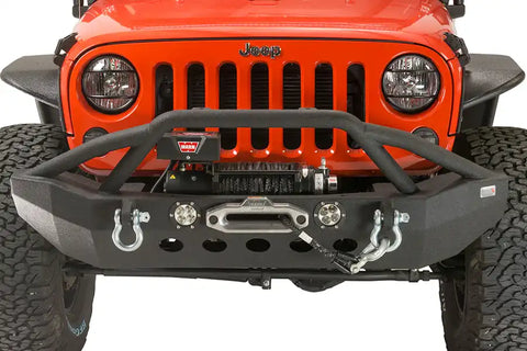 Fishbone Offroad FB22003 - Jeep JK Front Winch Bumper W/LEDs Full Width 07-18 Wranger Black Texured Powercoated