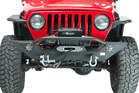 Fishbone Offroad FB22016 - Jeep TJ/YJ Front Bumper W/LED's 87-06 Wrangler Steel Black Textured Powercoat