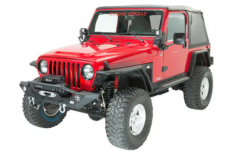 Fishbone Offroad FB22016 - Jeep TJ/YJ Front Bumper W/LED's 87-06 Wrangler Steel Black Textured Powercoat