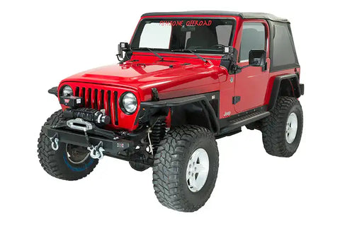 Fishbone Offroad FB22049 - Jeep TJ Front Bumper 97-06 Wrangler Rubicon and Unlimited Steel Black Textured Powdercoat Piranha Series