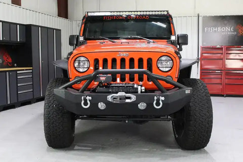 Fishbone Offroad FB22068 - Jeep JK Front Winch Bumper 07-18 Wrangler Full Width Black Powdercoat