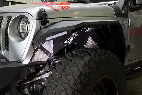 Fishbone Offroad FB33130F - Jeep JL Inner Fenders For 18-Current Wrangler JL, 2020-Current JT Gladiator Front Pair Aluminum Black Powdercoat