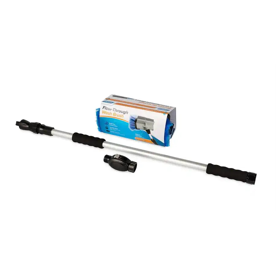 Camco 43633 Car Wash Brush 11 Inch Rectangular Brush Head White/ Gray Bristles 43 Inch to 71 Inch Telescoping Handle Without Hose Connection