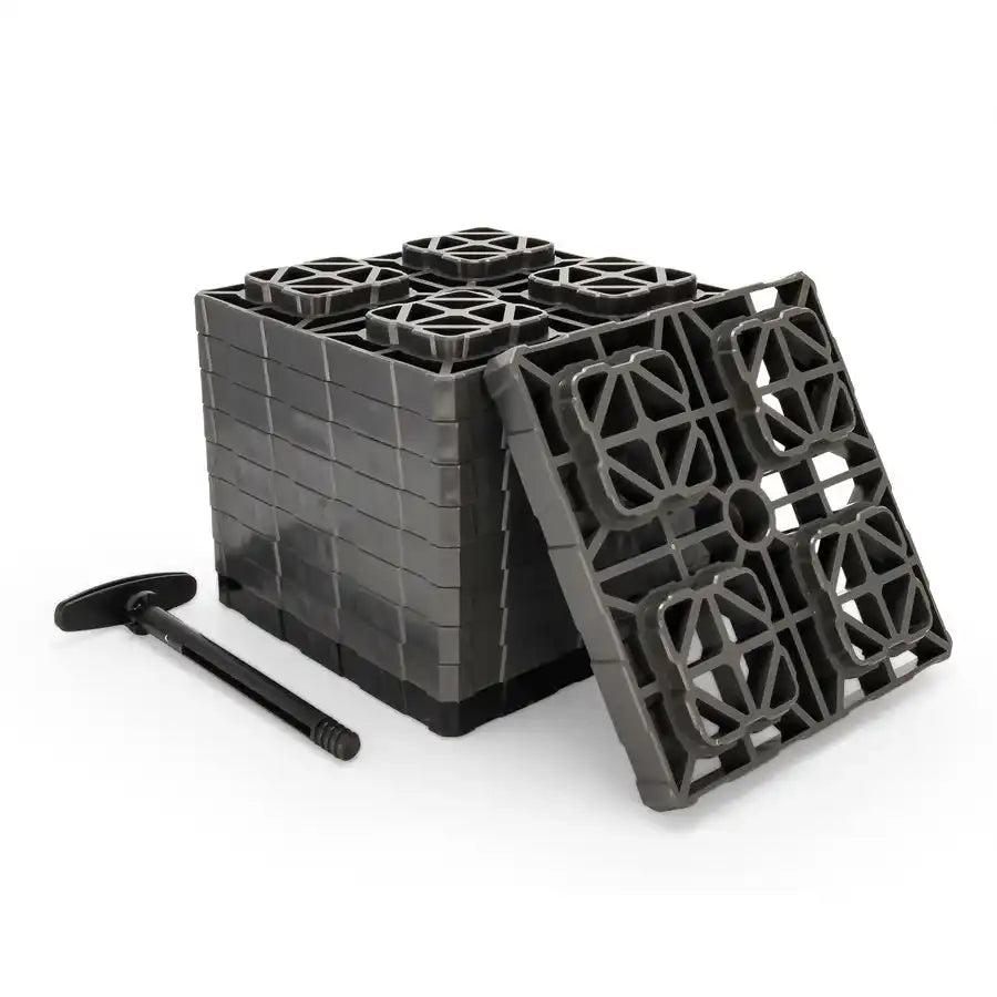 Camco 44527 Leveling Block FasTen XL Use to Level RV While Parked Interlocking Blocks With T-Handle Pull Up For Carrying/ Twist Lock To Secure