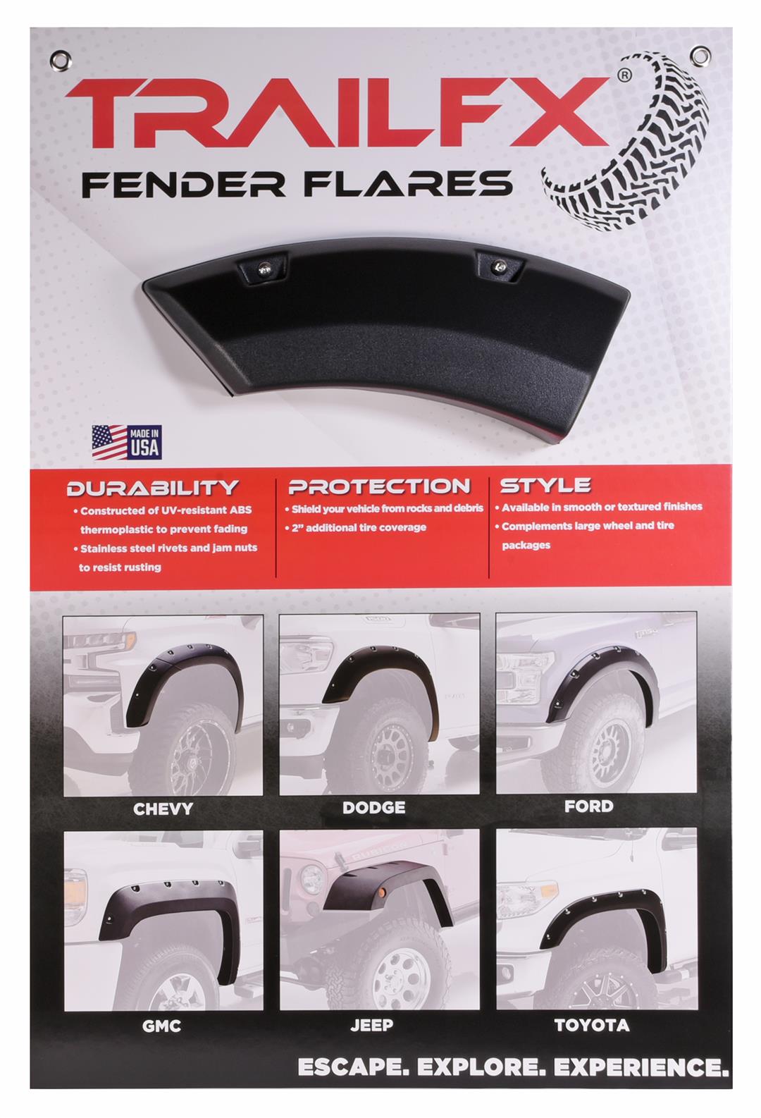 TrailFX TFXFFDISP Point Of Purchase Display Fender Flare Display with Sample