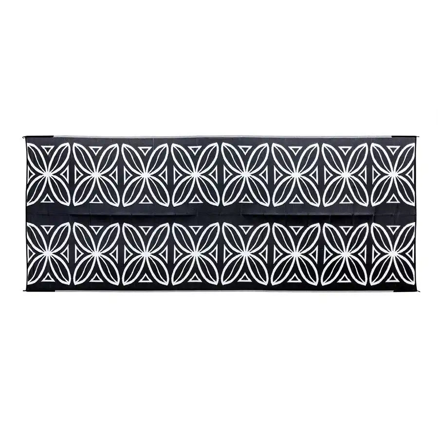 Camco 42833 Patio Mat 20 Foot x 8 Foot Charcoal Botanical Mold and Mildew Resistant Material Reversible Fabric