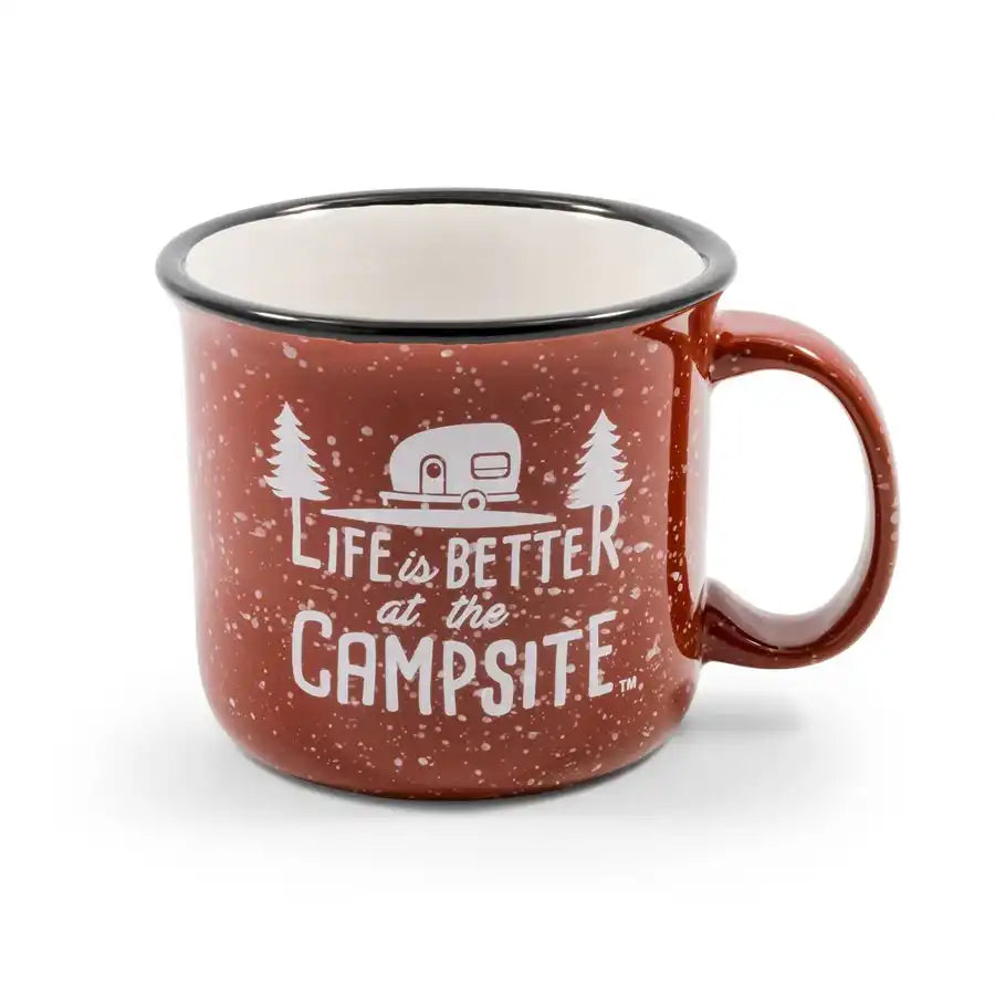 Camco 53235 Cup Life Is Better At The Campsite  Coffee Mug 14 Ounce With Handle