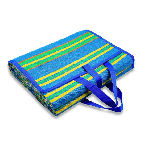 Camco 42814 Patio Mat Handy Mat 9 Foot x 6 Foot Blue/ Green Stripes Polypropylene