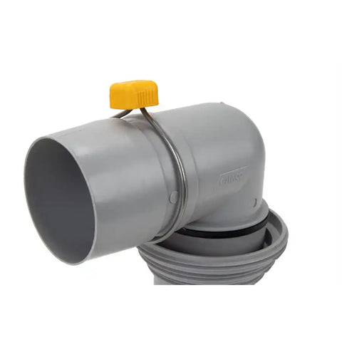 Camco 39144 Sewer Hose Connector Easy Slip ™ For Connecting Sewer Hose to Dump Station 4-in-1 Connector With Elbow Gray