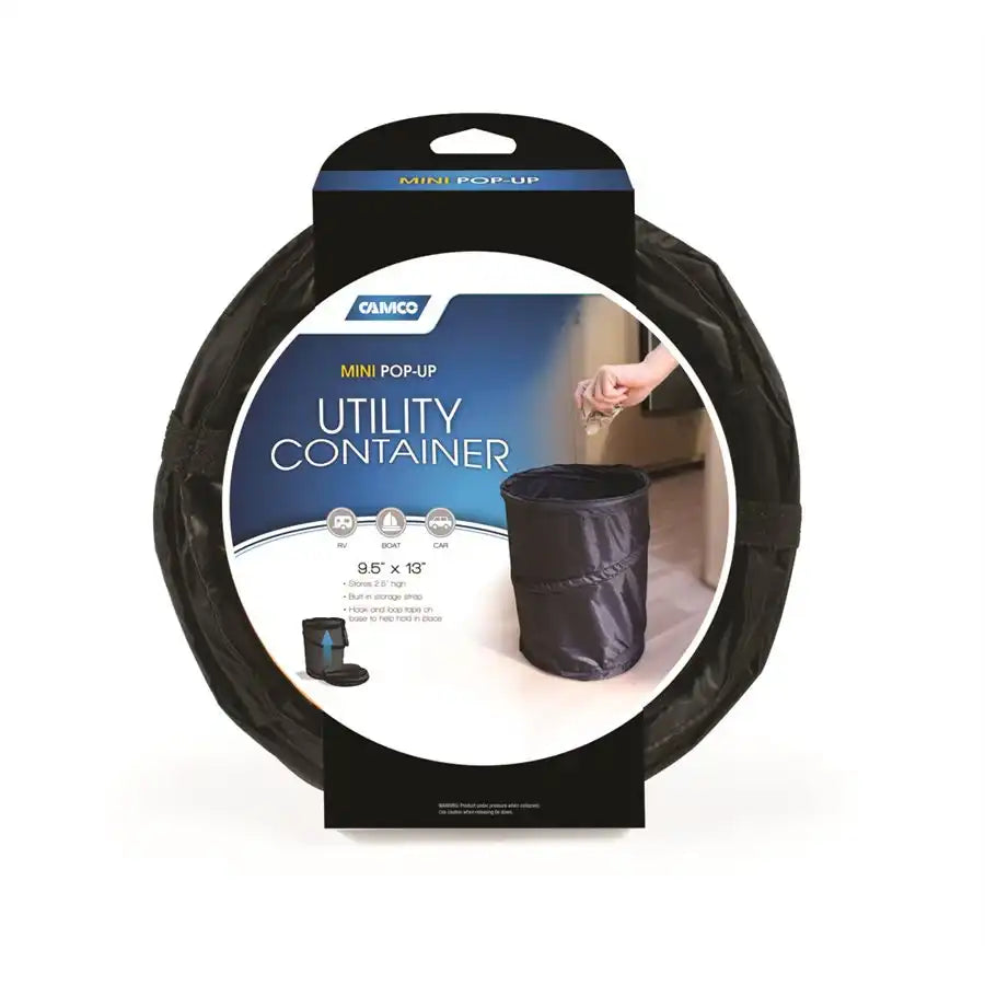 Camco 42903 Trash Can Round Collapsible 9-1/2 Inch Diameter x 13 Inch Height Black