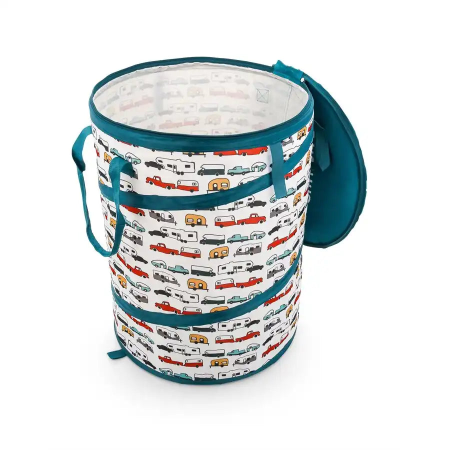 Camco 42986 Trash Can Life Is Better At The Campsite ™ Round Collapsible 18 Inch Diameter x 24 Inch Height