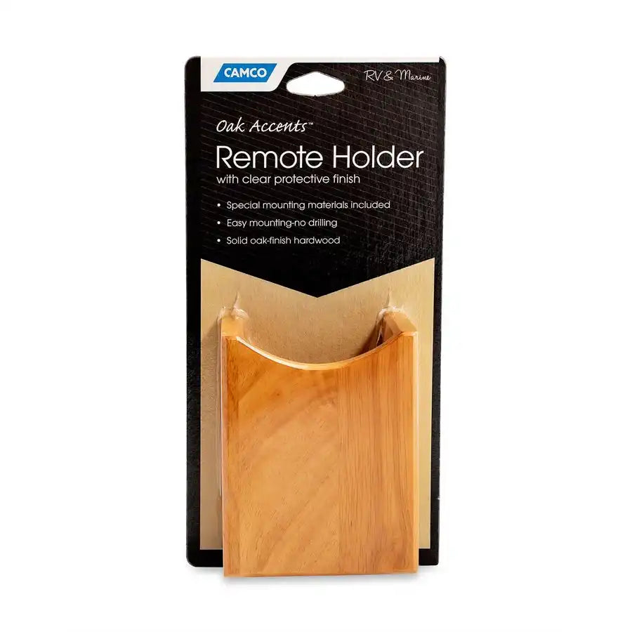 Camco 43533 Remote Control Holder Oak Accents ™ 5 Inch Length x 4 Inch Height x 1-3/4 Inch Depth Oak Finish Hardwood