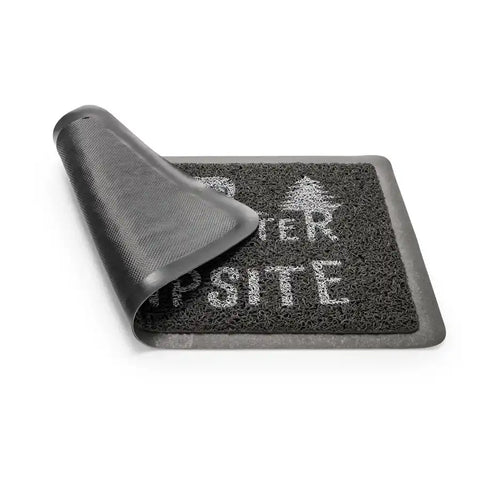 Camco 53200 Door Mat Life Is Better At The Campsite ™ For Indoor Or Outdoor Use Retro RV Design With “Life Is Better At The Campsite” Logo Gray