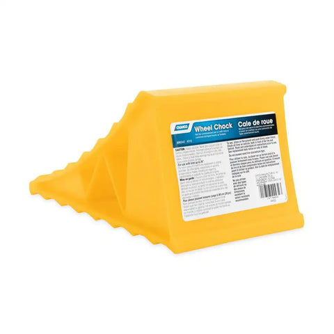 Camco 44432 Wheel Chock Yellow Hard Plastic Single English And French Language Packaging