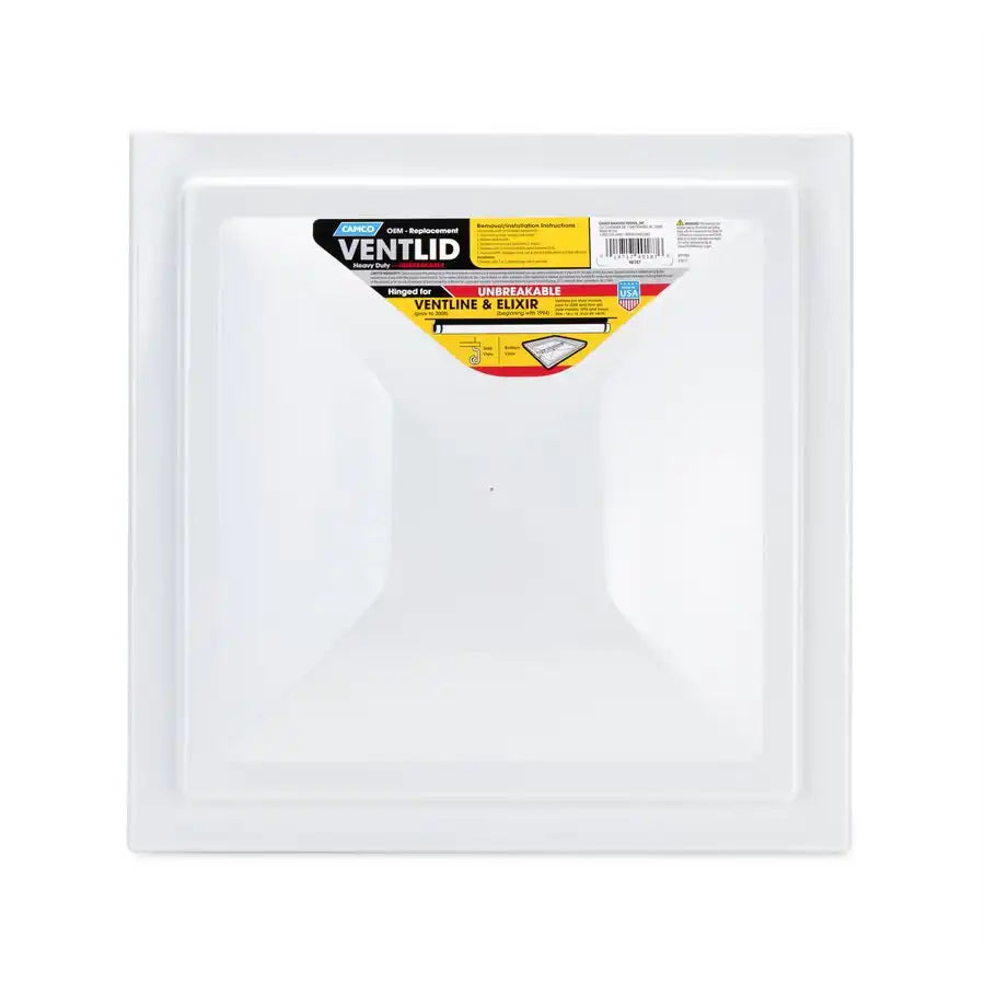 Camco 40187 Roof Vent Lid For 14 Inch x 14 Inch Vents Ventline Manufactured Prior To 2008 or Elixir Manufactured 1994 and On White Polypropylene