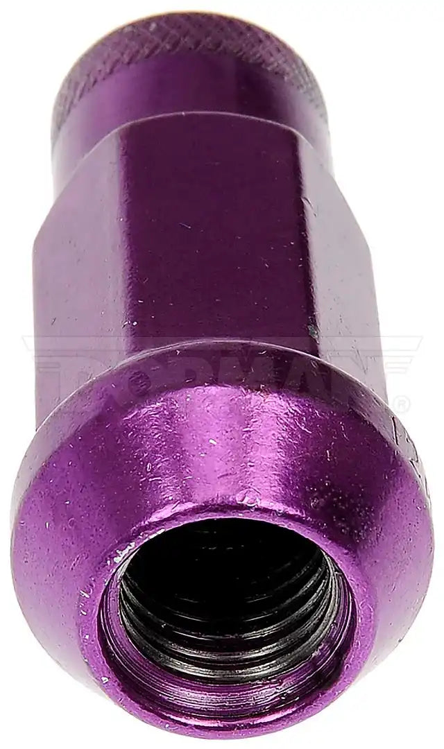 Dorman 713-385J Lug Nut AutoGrade ™ OE Replacement M12-1.50 Thread Size 48 Millimeter Overall Length 17 Millimeter Hex Size 60 Degree Conical Seat Open End Right Hand Thread Purple Carbon Steel Pack Of 20
