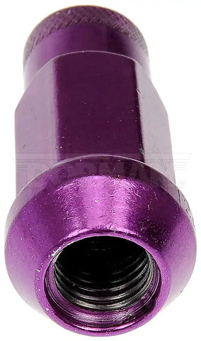 Dorman 713-385J Lug Nut AutoGrade ™ OE Replacement M12-1.50 Thread Size 48 Millimeter Overall Length 17 Millimeter Hex Size 60 Degree Conical Seat Open End Right Hand Thread Purple Carbon Steel Pack Of 20