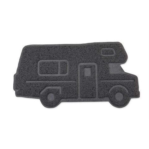 Camco 53114 Door Mat Life Is Better At The Campsite ™ For Indoor Or Outdoor Use Retro Class C Shape With “Life Is Better At The Campsite” Logo Gray