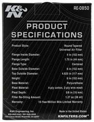 K&N RE-0850 Universal Clamp-On Air Filter