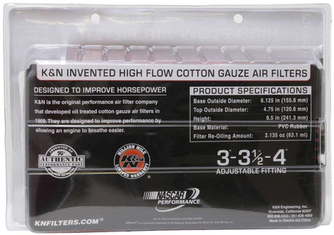 K&N RG-1002RD Universal Clamp-On Air Filter