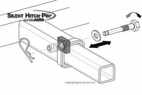 Lets Go Aero Silent Hitch Pin®: 5/8 Anti-Rattle Pin & Clip for 2 Hitches