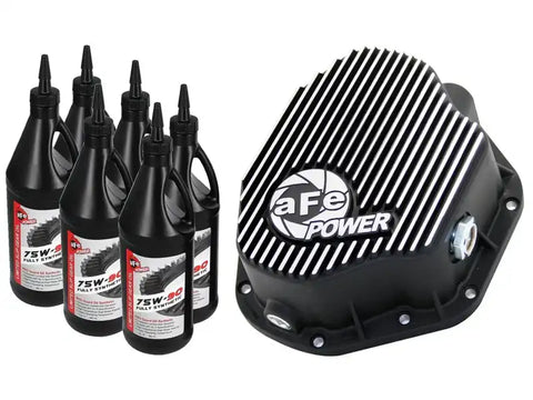 aFe 46-70032-WL Power Cover Diff Rear Machined w/ 75W-90 Gear Oil Ford Diesel Trucks 86-11 V8-6.4/6.7L (td)