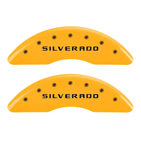 MGP 4 Caliper Covers Engraved Front & Rear Bowtie Black finish silver ch