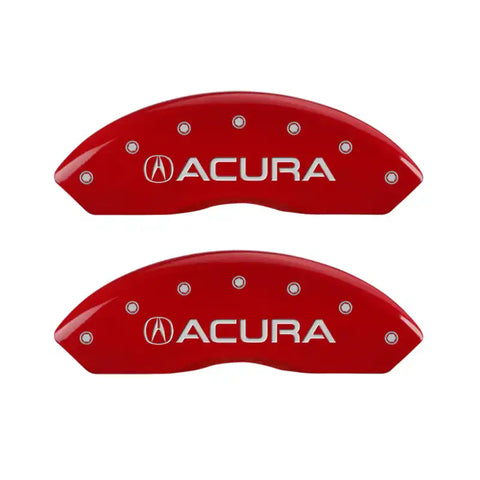 MGP 4 Caliper Covers Engraved Front Acura Engraved Rear TSX Red finish silver ch