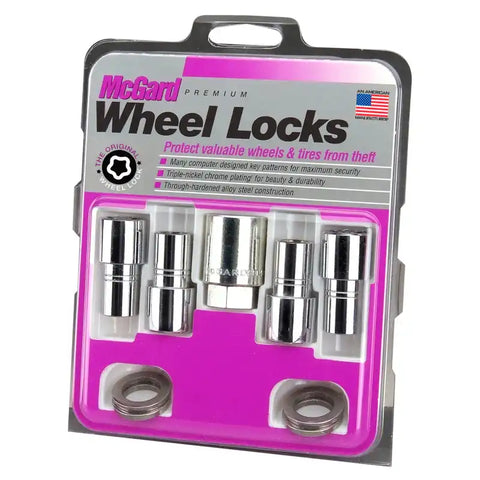 McGard Wheel Lock Nut Set - 4pk. (Long Shank Seat) 7/16-20 / 13/16 Hex 1.75in. Length Chrome