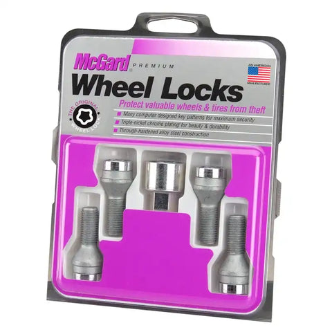 McGard Wheel Lock Bolt Set - 4pk. (Cone Seat) M12X1.5 / 17mm Hex 40.5mm Shank Length Chrome