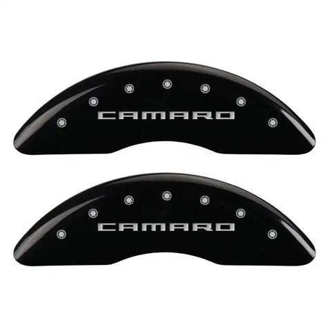 MGP 4 Caliper Covers Engraved Front Gen 5/Camaro Engraved Rear Gen 5/SS Black finish silver ch
