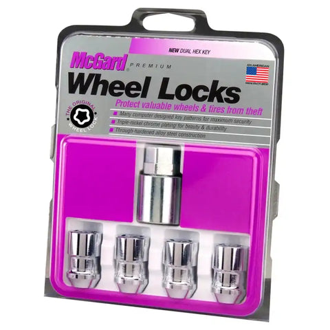 McGard Wheel Lock Nut Set - 4pk. (Cone Seat) 1/2-20 / 3/4 & 13/16 Dual Hex 1.46in. Length Chrome