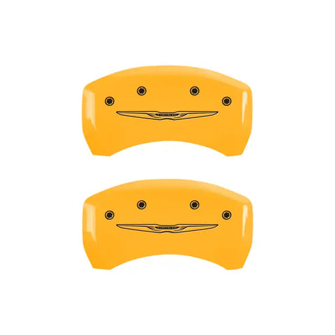 MGP 4 Caliper Covers Engraved Front & Rear Style 2/Chrysler Wing Yellow finish black ch