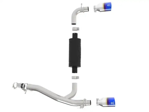 aFe 49-33104-L Takeda 3in 304 SS Axle-Back Exhaust System w/ Blue Flame Tip 16-18 Ford Focus RS 2.3L (t)